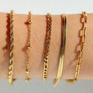 YOU PICK 2! Waterproof Gold chain Bracelets stack tarnish free gold chain pretty